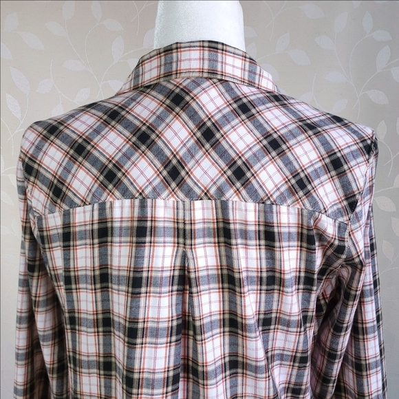 J. Jill Plaid Flannel Button Down Cozy Fall Cottage Academia Tunic Top Black S - Picture 12 of 15